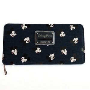 Disney Parks X Loungefly Blue Denim Like Classic Mickey Wallet NWT